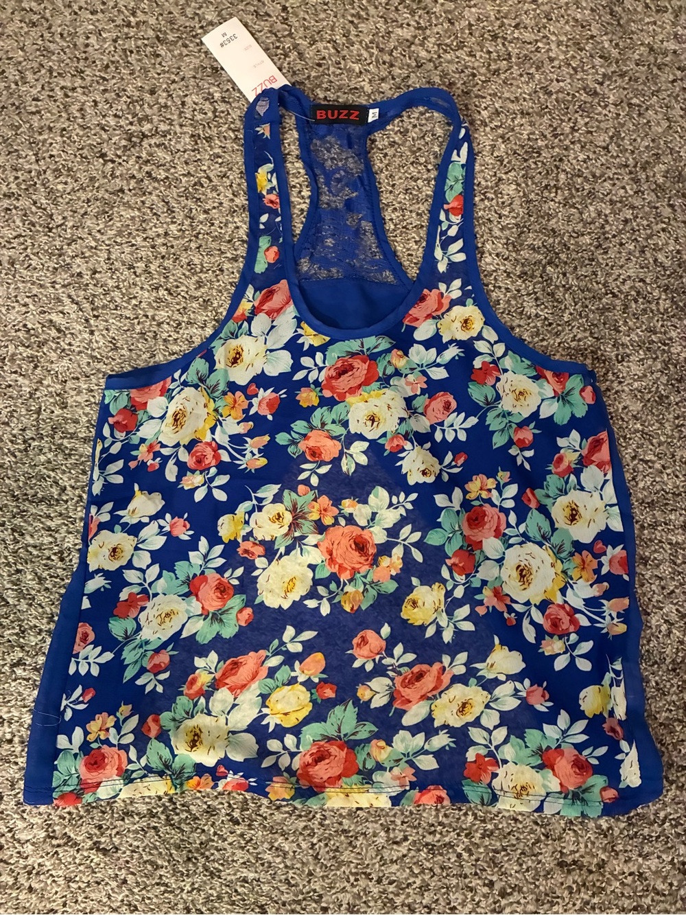 🎉 4/$25 NWT Buzz Brand Floral Racerback Tank Top